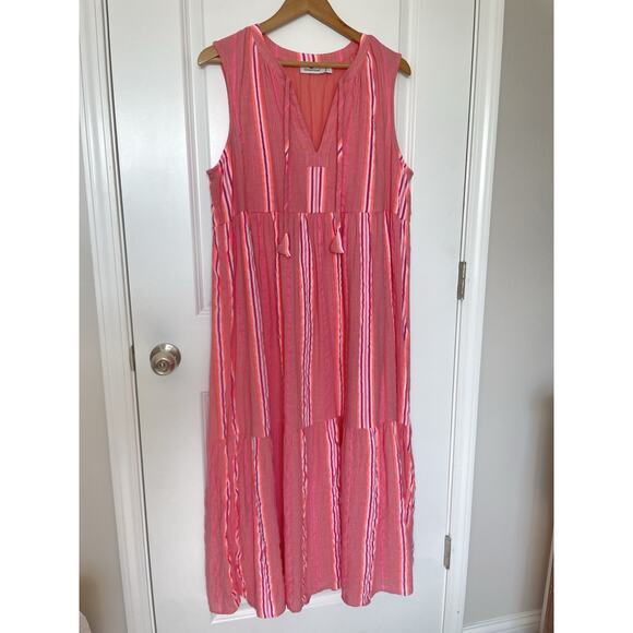 Vineyard Vines Women's Sleeveless Striped Neon Pop Maxi Midi Dress Size Large L - Picture 4 of 14